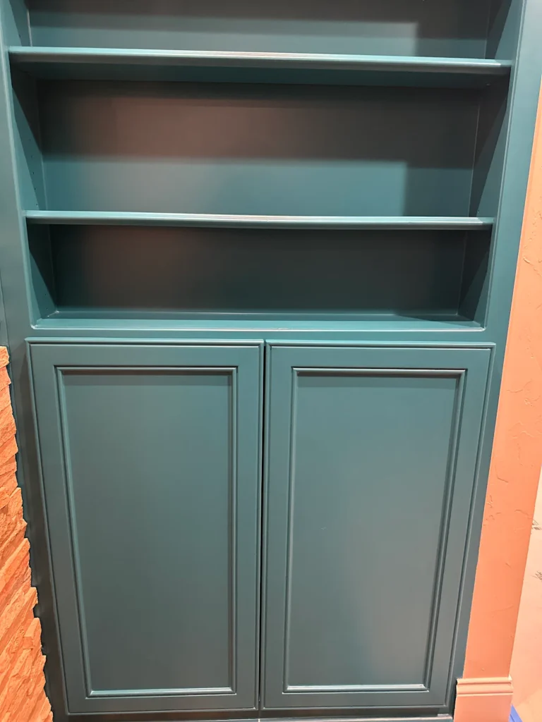 green cabinet painting
