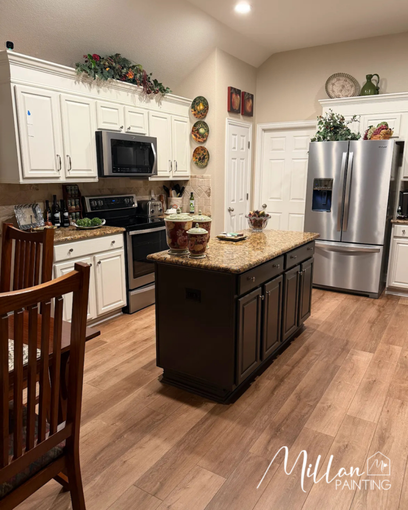 Freshly Painted Kitchen in Fort Worth Texas - White and tan
