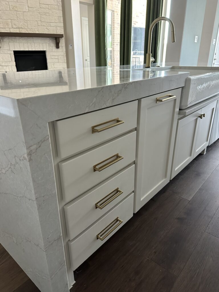 Kitchen island and cabinet painting project in Fort Worth