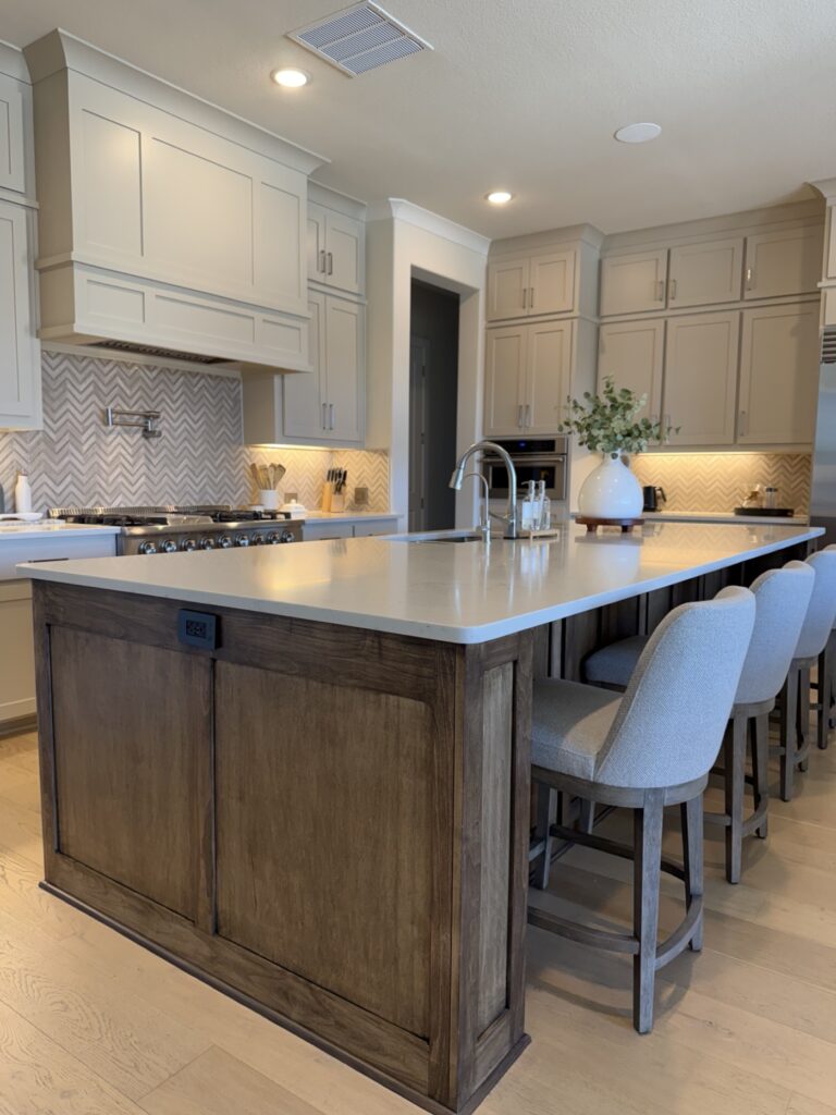 Millan Painting kitchen cabinet painting with wood island